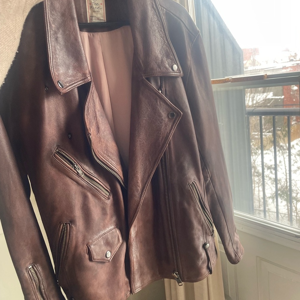 Free People Brown Leather Jacket